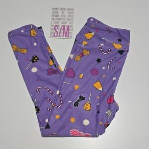 LuLaRoe Kids Leggings - Purple with Candy Print